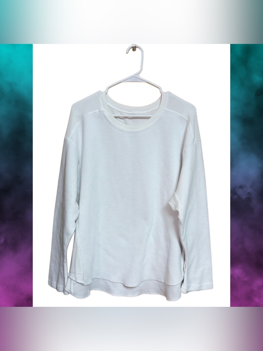🏖️ Boutique White Waffle Knit Long Sleeve Top XL Beachy Coastal Chic Blouse 🌊